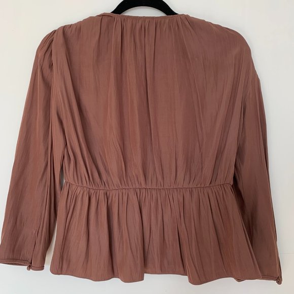 Aritzia Wilfred Silk Tie Front Top in Deep Mauve Size S - Picture 2 of 2